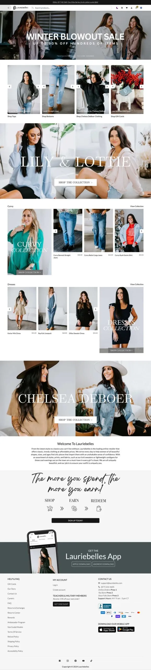 Women's clothing website homepage