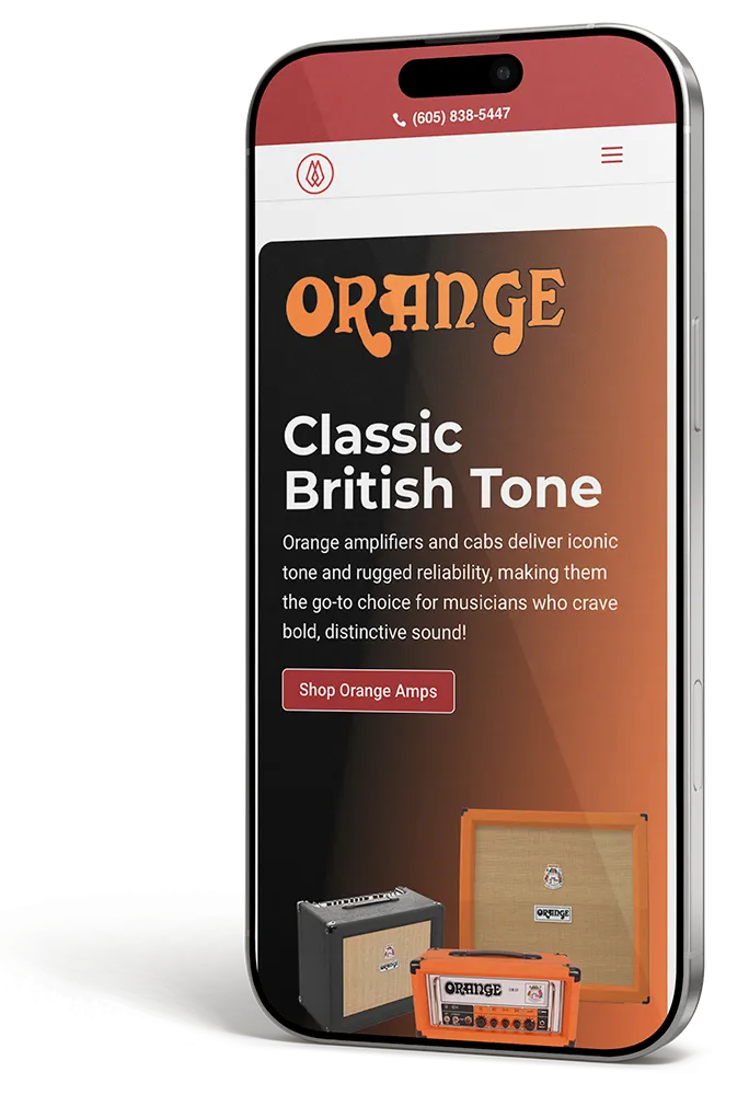 Music store website on mobile device.